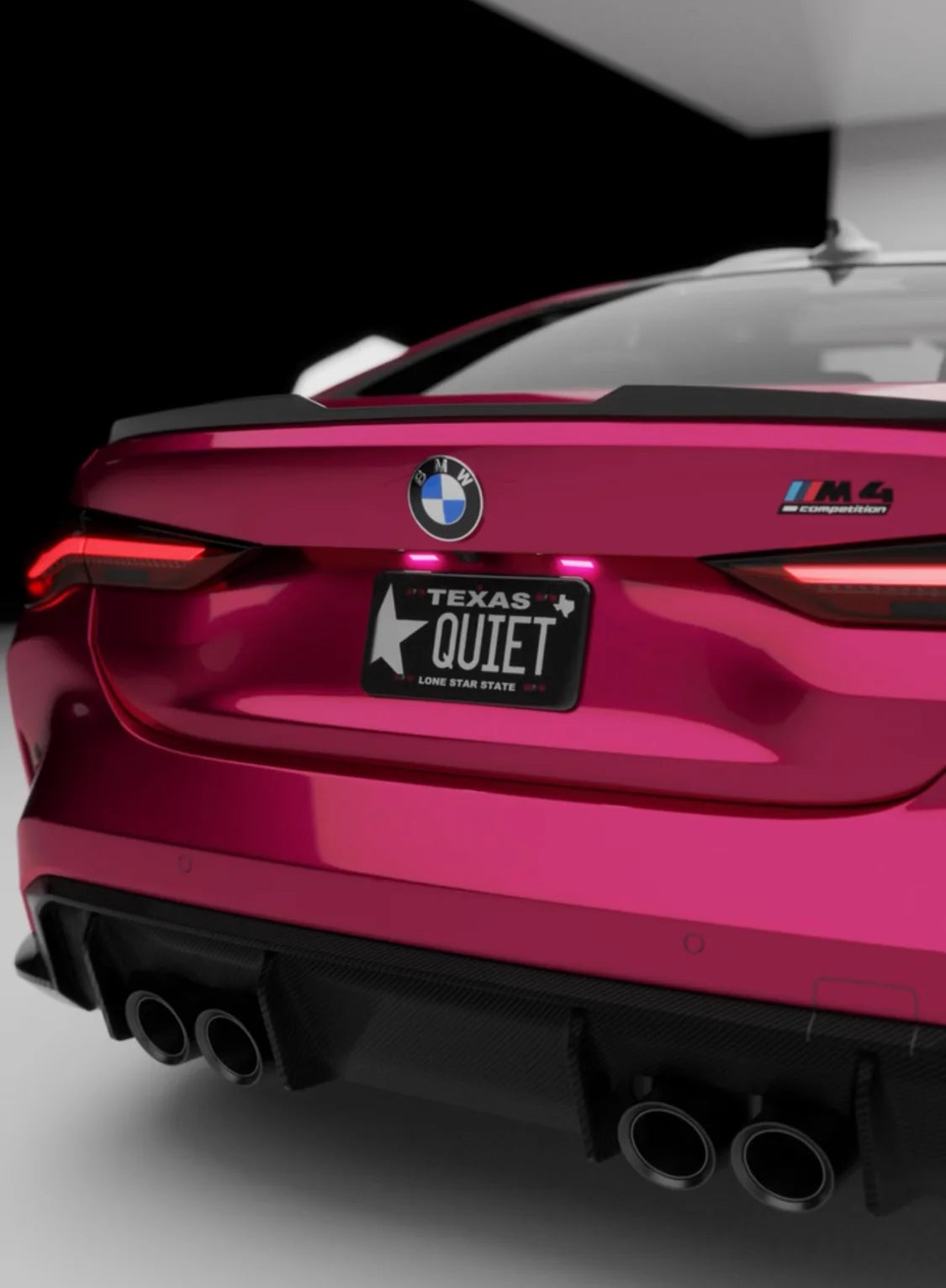 showcase picture of a blackout license plate kit on a BMW