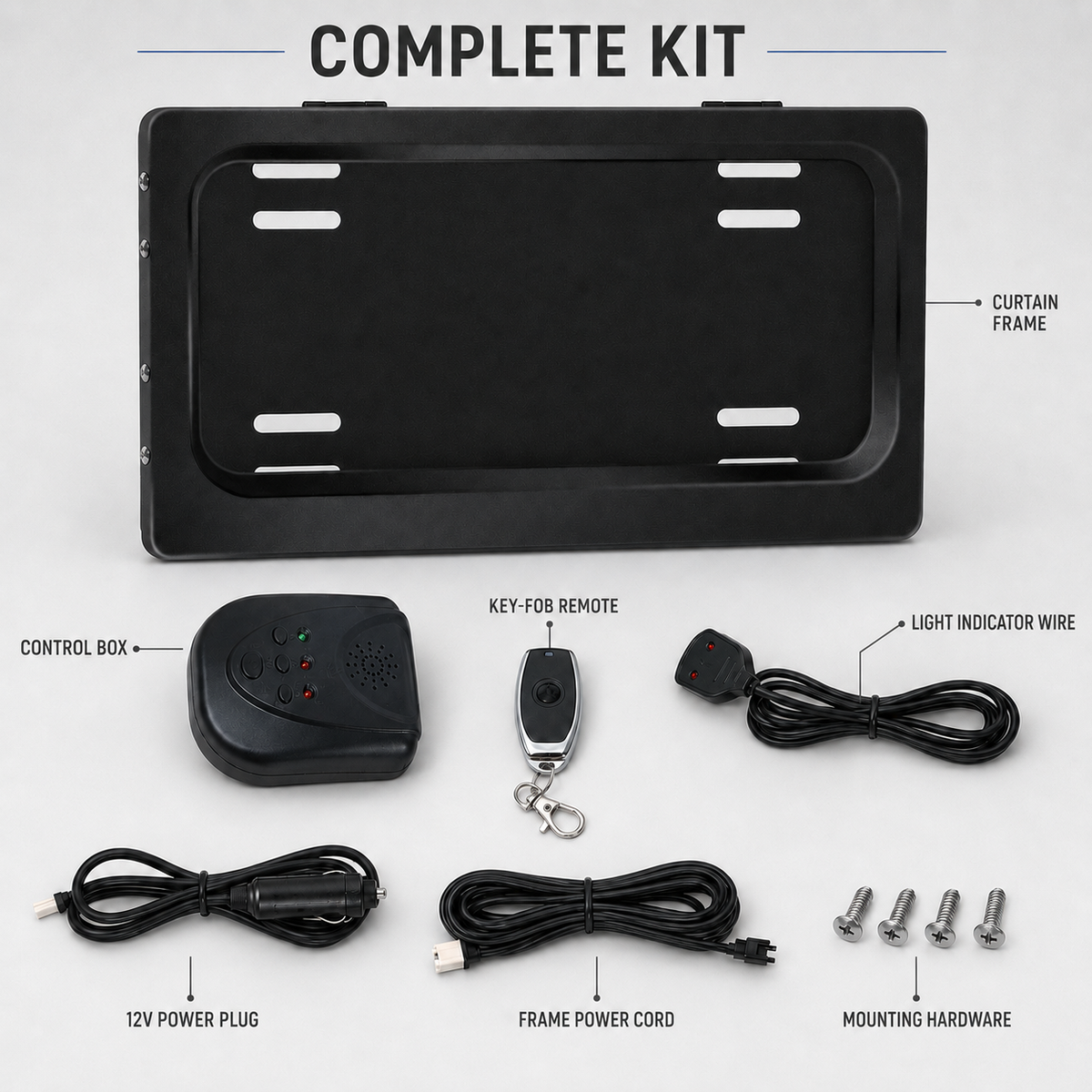 Stealth License Plate Curtain Single Plate Kit (USA/Canada)