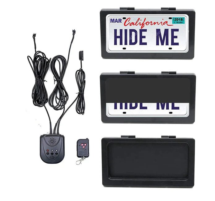 Stealth Plate Curtain in action stock image of the license plate hider