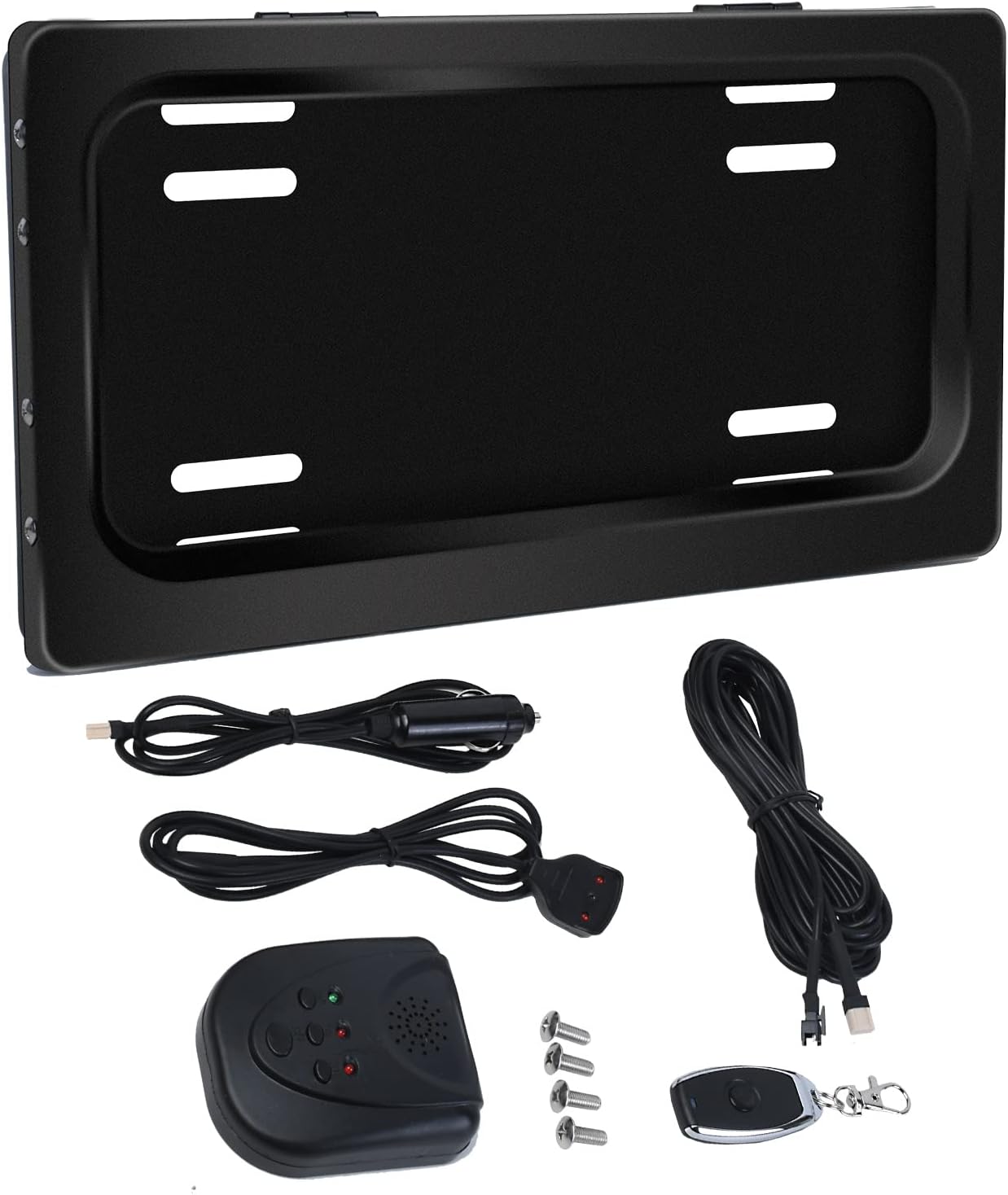 Plate cover single curtain kit with remote control — motorized license plate cover