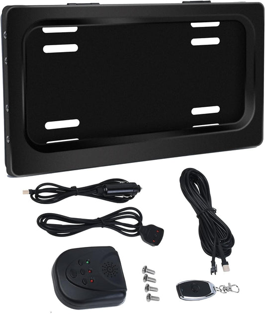 Plate cover single curtain kit with remote control — motorized license plate cover