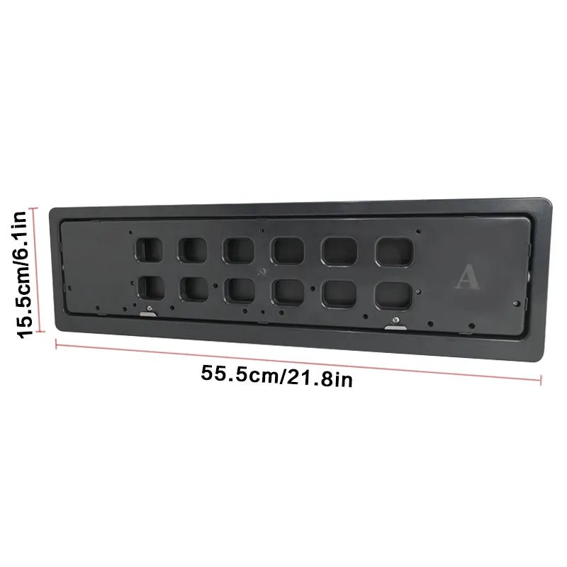 Stealth License Plate Flipper Double Kit (EU/UK) - European style license plate flipper sizing chart for customers to verify fitment