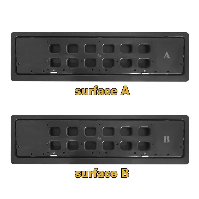 showing both sides of the European/ United Kingdom license plate flippers