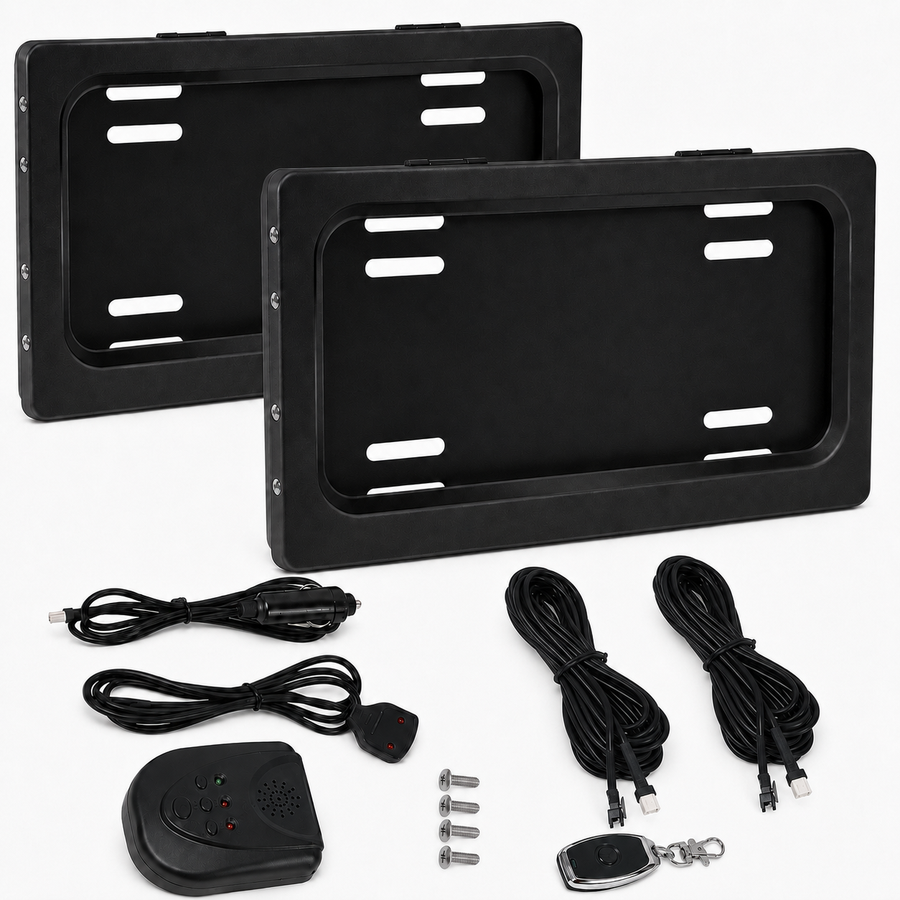 Stealth License Plate Curtain Double Plate Kit (Front & Back USA/Canada)