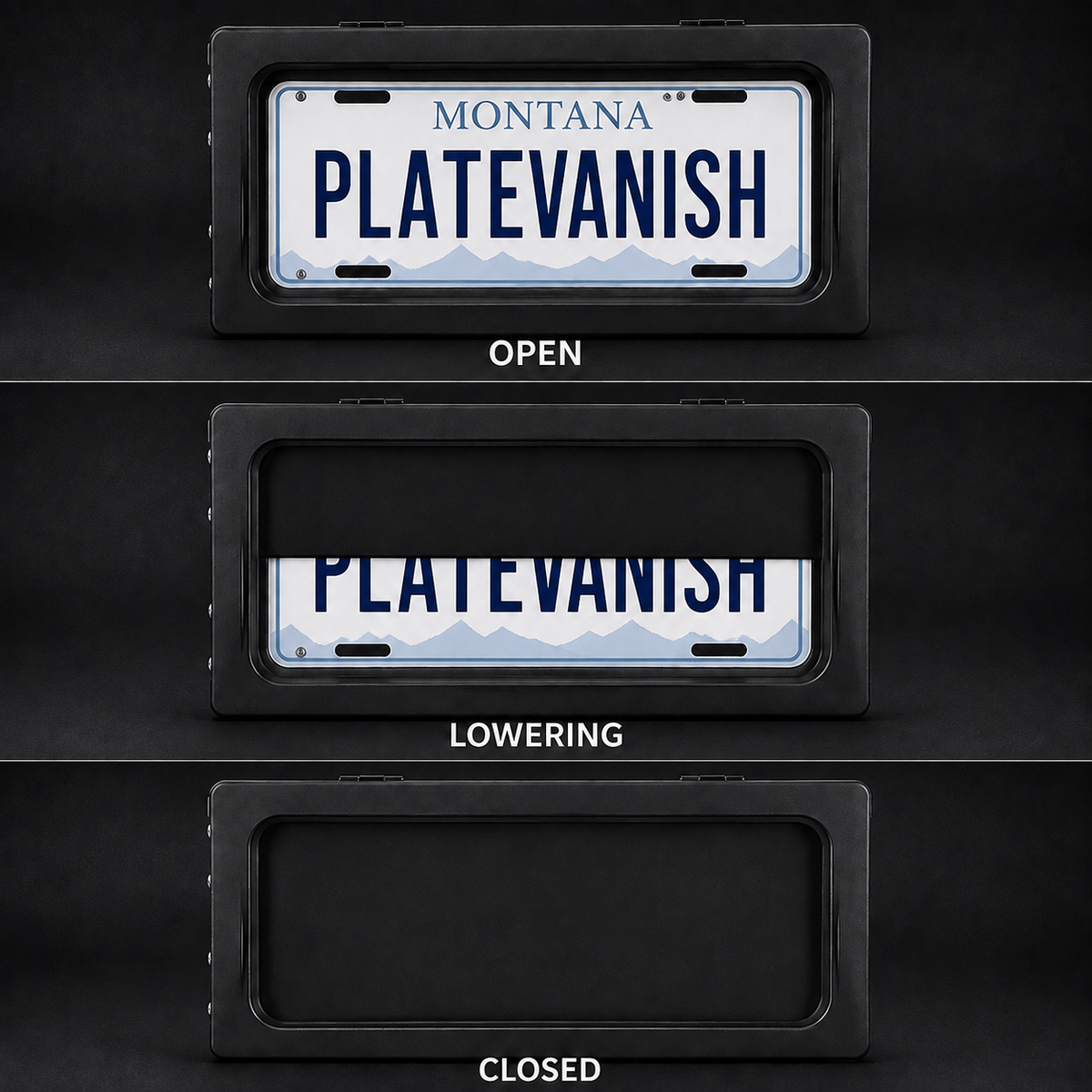 Stealth License Plate Curtain Double Plate Kit (Front & Back USA/Canada)