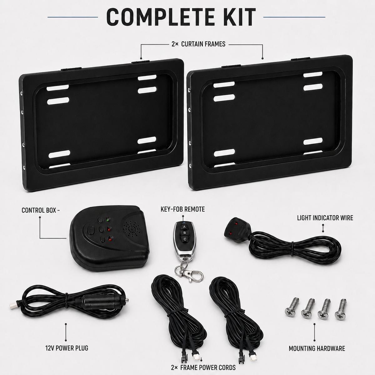 Stealth License Plate Curtain Double Plate Kit (Front & Back USA/Canada)