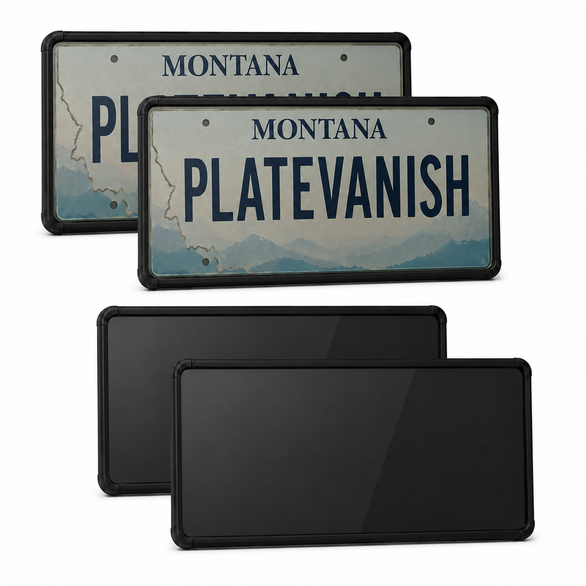 Stealth Blackout License Plate Cover - Remote Control Double Plate Kit (USA/Canada)